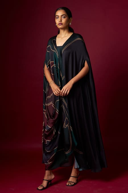 Vedika M Abstract Print Draped Kaftan 