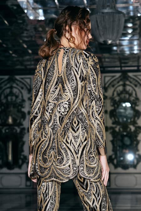 Dash And Dot Gold Embroidered Top 