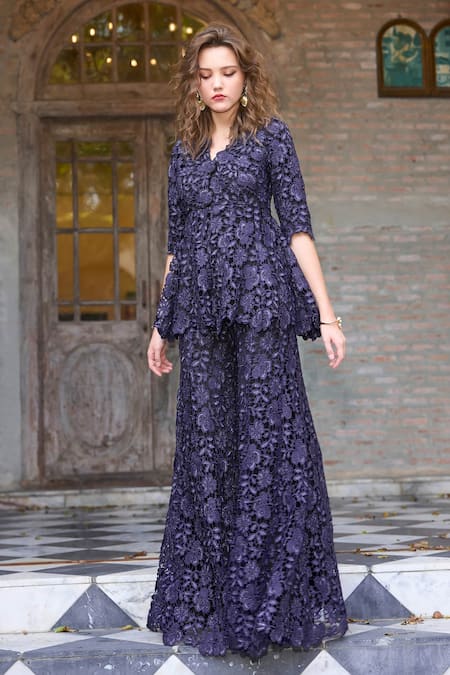 Dash And Dot Embroidered Lace Peplum Top 