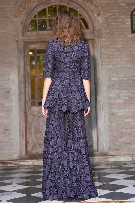 Dash And Dot Embroidered Lace Peplum Top 