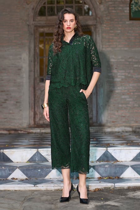 Dash And Dot Scalloped Lace Pant Set