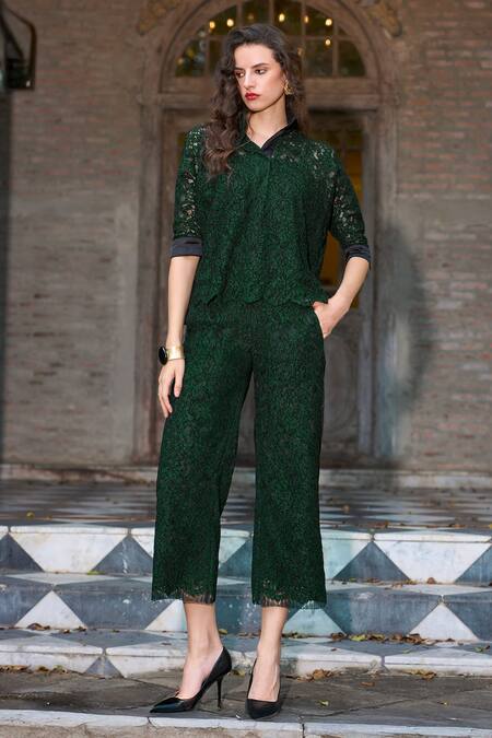 Buy Dash And Dot Black Polyester, Lace, Satin Scalloped Pant Online at Aza Fashions Buy_Dash And Dot_Black Polyester, Lace, Satin Scalloped Pant _Online_at_Aza_Fashions