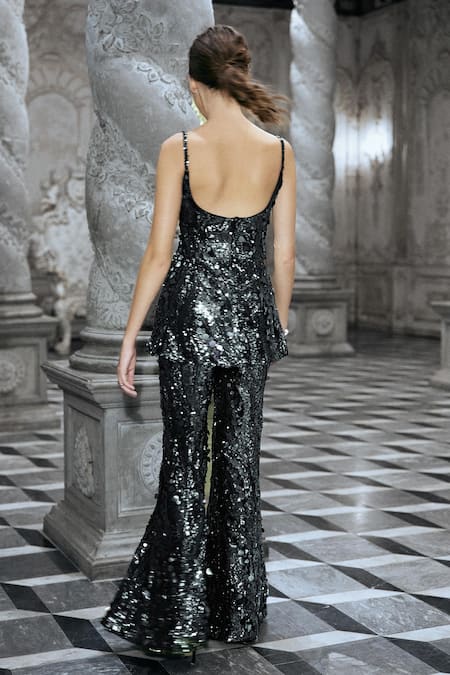 Dash And Dot Paillette Sequins Peplum Top 