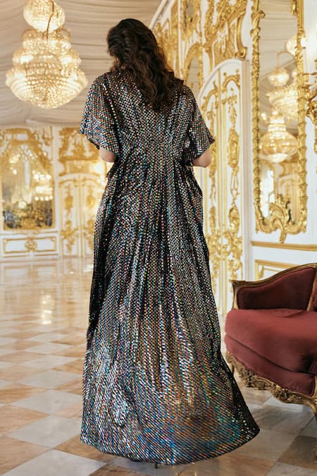 Dash And Dot Multicolour Sequin Work Kaftan