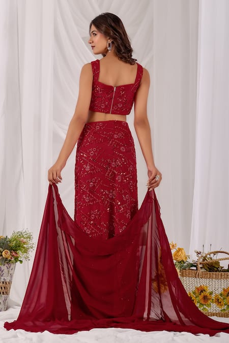 Damoiselle Gulzaar Embroidered Pencil Skirt Set 