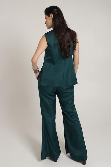 Shagufta Floral Bead Embroidered Jacket Pant Set 