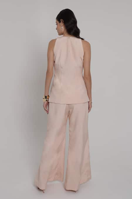 Shagufta Zardozi Embroidered Halter Top & Pant Set 