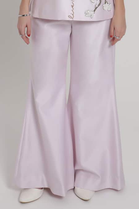 Shagufta Lavender Chanderi Embroidery, Sequins, Beads Halter Neck, Round Top And Pant Set Online at Aza Fashions Shagufta_Lavender Chanderi Embroidery, Sequins, Beads Halter Neck, Round Top And Pant Set _Online_at_Aza_Fashions