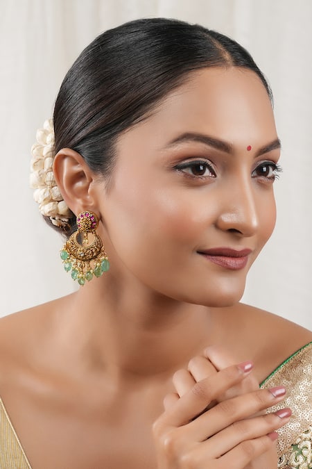Smars Jewelry Antique Stone Work Chandbalis Earrings 