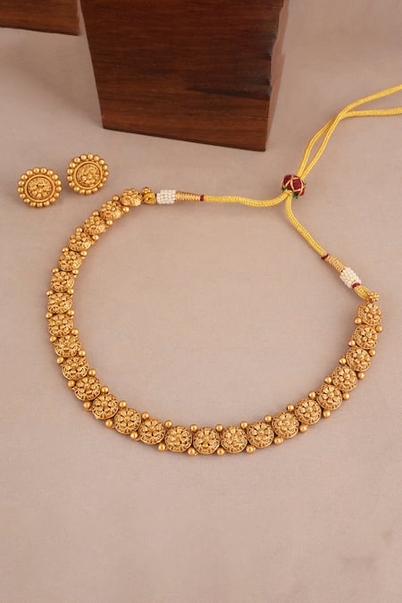 Smars Jewelry Floral Carved Antique Choker Set 