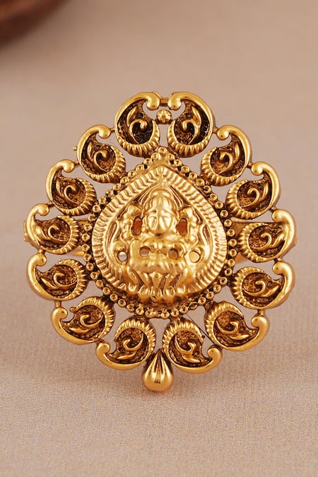 Smars Jewelry Maa Lakshmi Carved Antique Temple Ring 