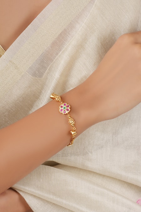 Smars Jewelry Gold Plated Stones Embellished Antique Bracelet Online at Aza Fashions Smars Jewelry_Gold Plated Stones Embellished Antique Bracelet _Online_at_Aza_Fashions