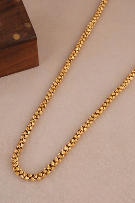 Smars Jewelry_Gold Plated Antique Box Carved Chain _Online_at_Aza_Fashions