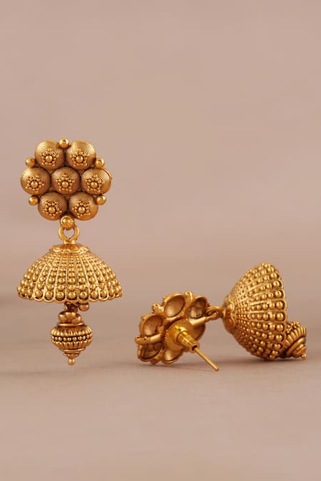 Smars Jewelry_Gold Plated Intricate Carved Antique Choker Set _Online_at_Aza_Fashions