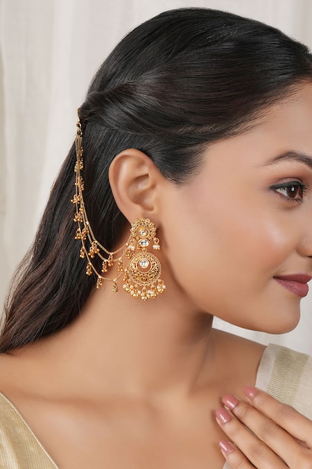 Smars Jewelry Three Line Ball Dangling Pair of Ear Chains