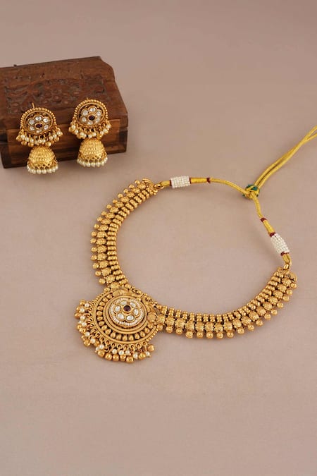 Smars Jewelry Antique Floral Kundan Choker Set 