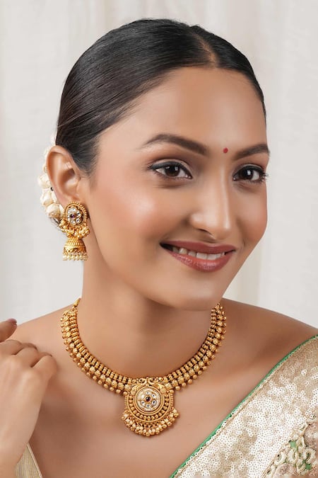 Smars Jewelry Antique Floral Kundan Choker Set 