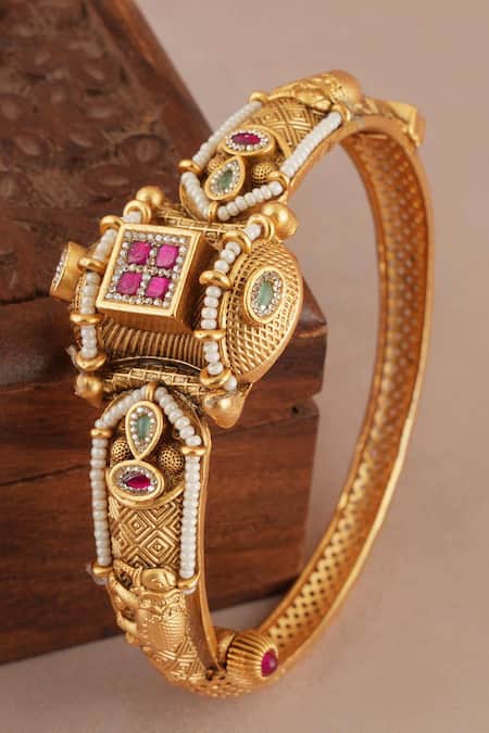 Smars Jewelry Antique Stone Embellished Bangle 
