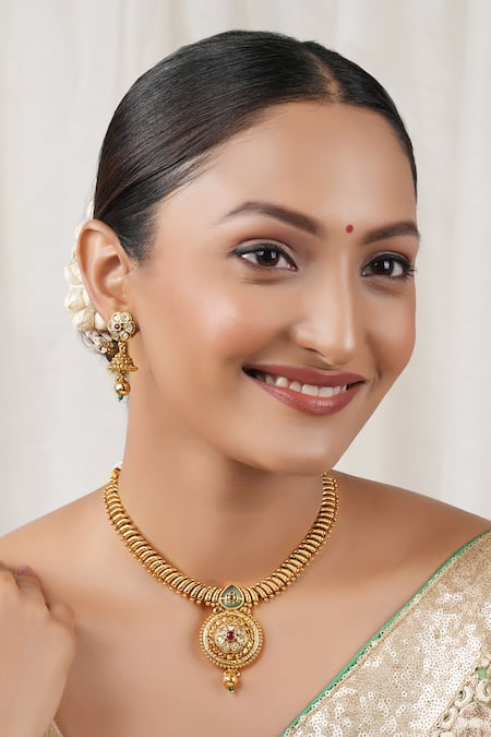 Smars Jewelry Rajwadi Antique Pendant Necklace Set 