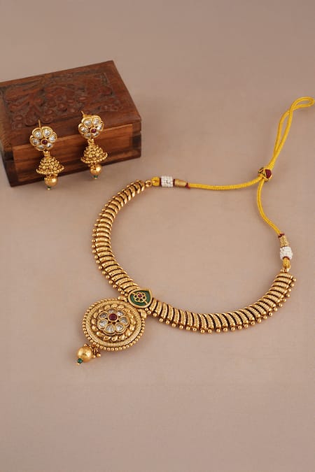 Smars Jewelry Rajwadi Antique Pendant Necklace Set 