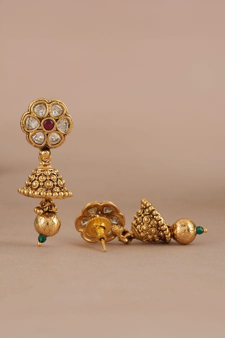 Buy_Smars Jewelry_Gold Plated Stones, Beads Rajwadi Antique Pendant Necklace Set _Online_at_Aza_Fashions