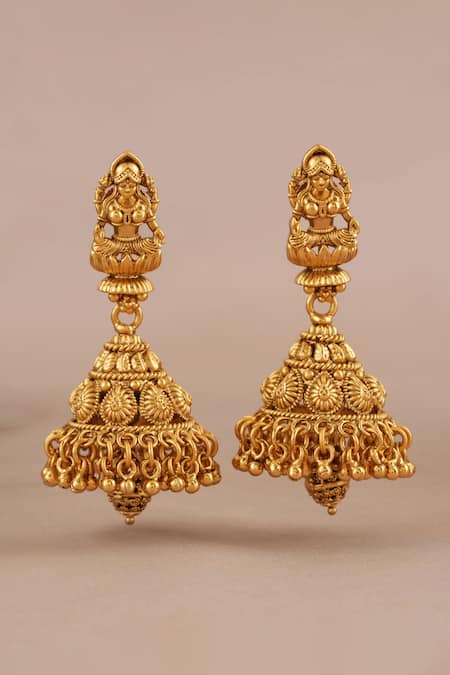 Buy_Smars Jewelry_Gold Plated Beads Maa Laksmi Carved Antique Pendant Necklace Set _Online_at_Aza_Fashions