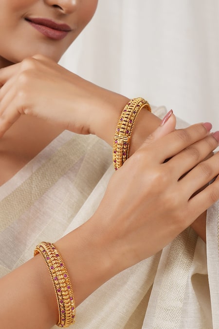 Smars Jewelry Antique Ruby Studded Pair of Bangles 