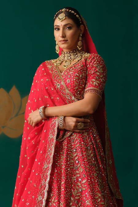 Niloufer By Aasif Ally Zardozi & Mirror Handwork Bridal Lehenga Set 