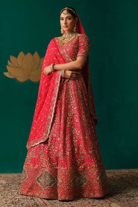 Niloufer By Aasif Ally Zardozi & Mirror Handwork Bridal Lehenga Set 