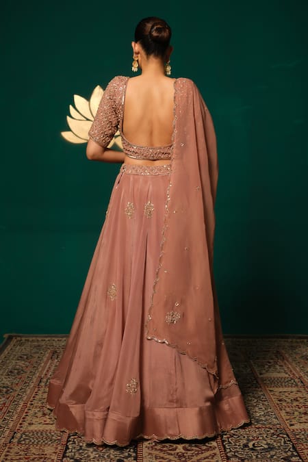 Niloufer By Aasif Ally Sequin Butta Embroidered Lehenga Set 