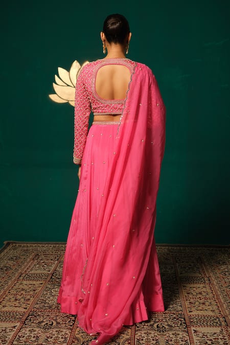 Niloufer By Aasif Ally Hand Work Blouse Lehenga Set 