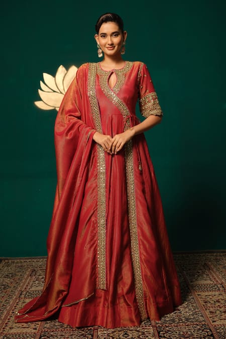 Niloufer By Aasif Ally Embroidered Shimmer Anarkali With Dupatta 