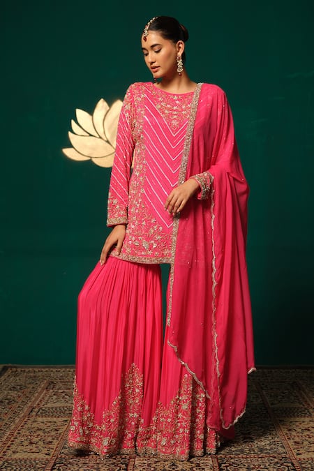 Niloufer By Aasif Ally Intricate Embroidered Kurta Sharara Set 