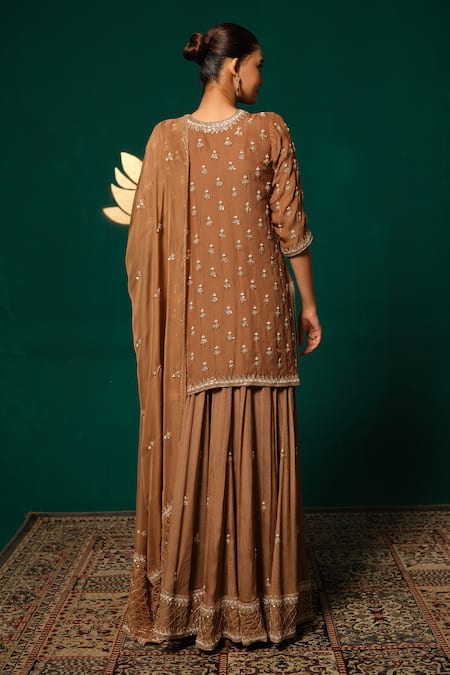 Niloufer By Aasif Ally Antique Sequin Hand Work Kurta Sharara Set 