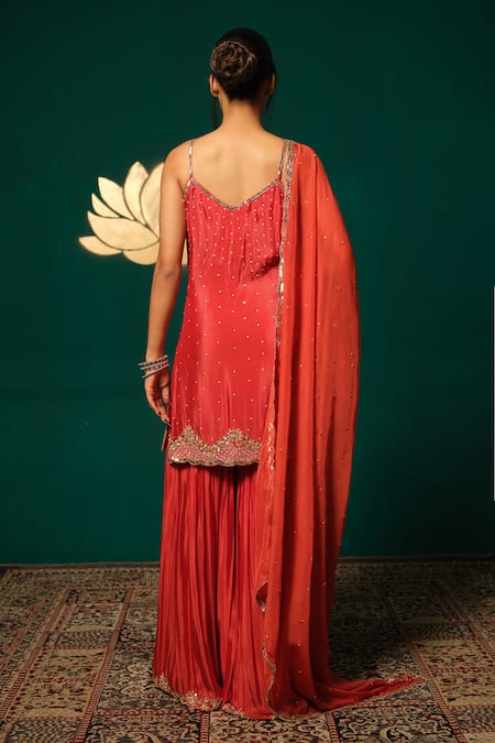 Niloufer By Aasif Ally Scattered Sequin Embroidered Kurta Sharara Set 