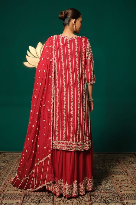 Niloufer By Aasif Ally Zardozi Embroidered Straight Kurta Sharara Set 