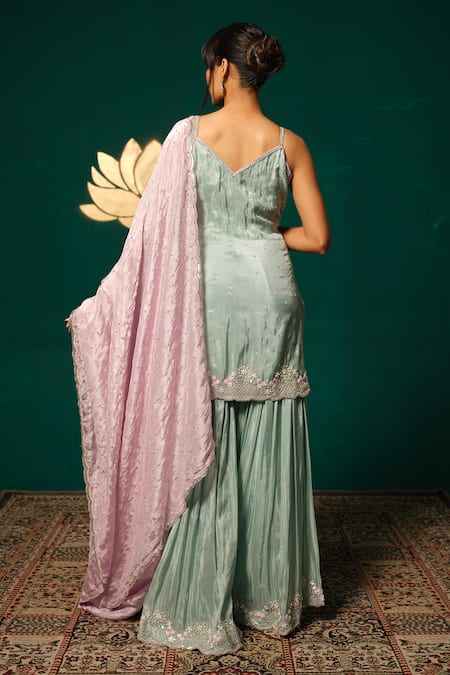 Niloufer By Aasif Ally Scattered Sequin Shimmer Kurta Sharara Set 