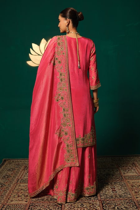 Niloufer By Aasif Ally Floral Sequin Embroidered Kurta Sharara Set 