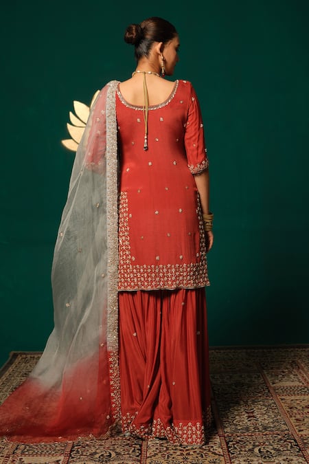 Niloufer By Aasif Ally Floral Embroidered Kurta Sharara Set 