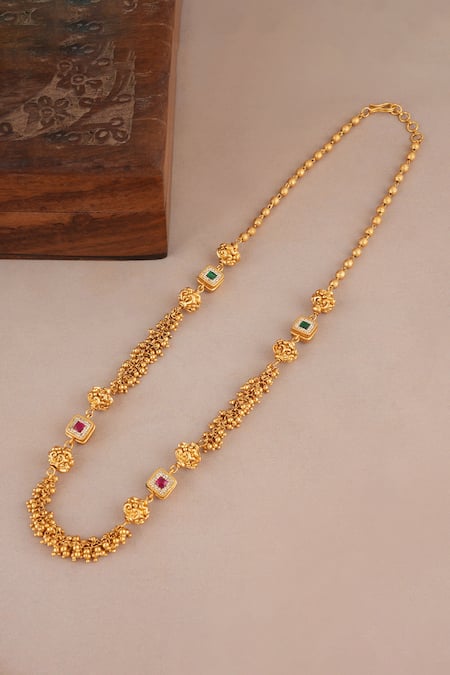 Smars Jewelry Carved & Stone Embellished Antique Necklace 