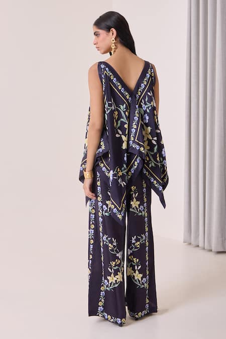 Needleten Floral Print Draped Top 