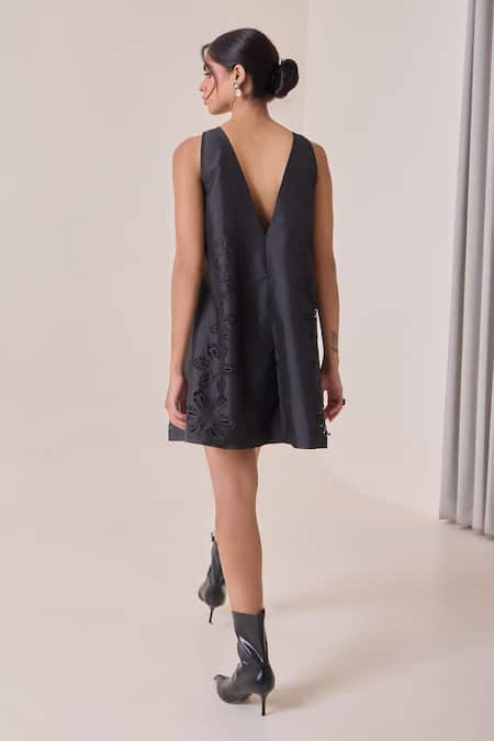 Needleten Floral Cutwork Sequin Embellished Dress 