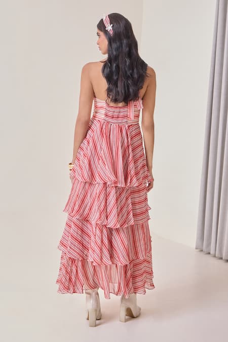 Needleten Striped Tiered Maxi Dress 