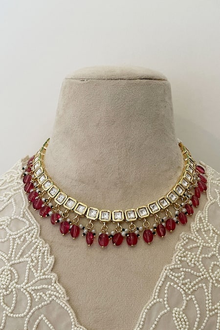 Saga Jewels Geometric Kundan Studded Choker Set 