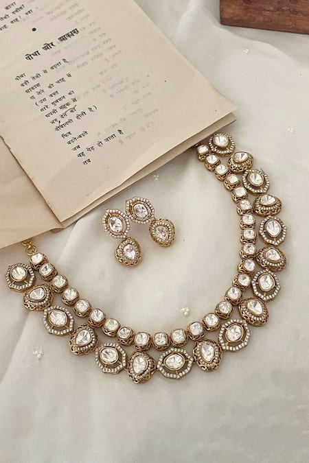 Saga Jewels Polki Embellished Necklace Set 