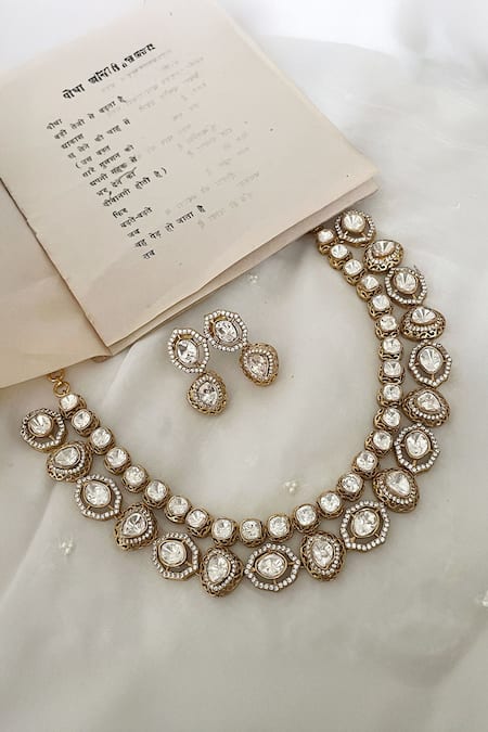 Saga Jewels Polki Embellished Necklace Set 