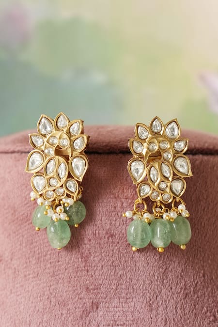 Saga Jewels Floral Polki Embellished Choker Necklace Set 