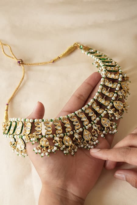 Saga Jewels Kundan Embellished Necklace Set 