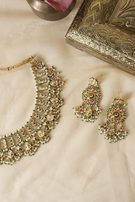 Saga Jewels Kundan Embellished Necklace Set 