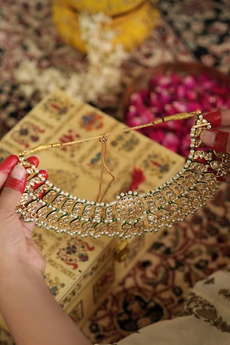 Saga Jewels Kundan Studded Necklace Set 